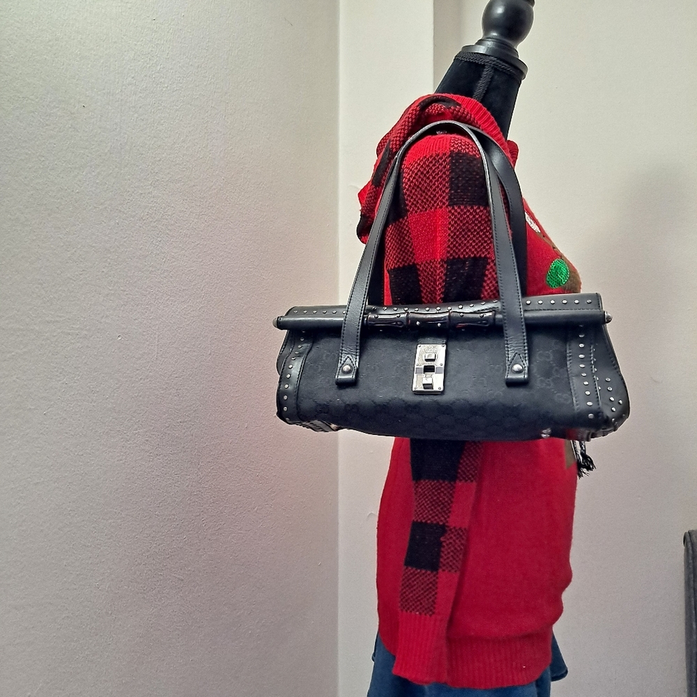 Gucci-Tom Ford Black Bamboo Bullet Bag